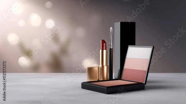 Fototapeta Cosmetics are neatly displayed, creating feeling of sophistication and allure