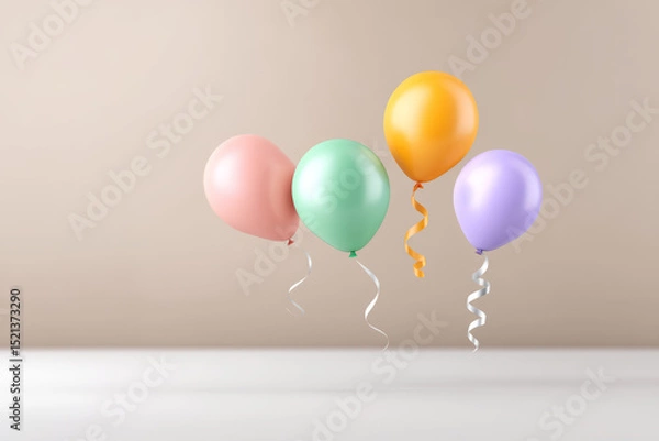 Fototapeta Colorful balls float, moment of joy captured with vibrancy and simplicity