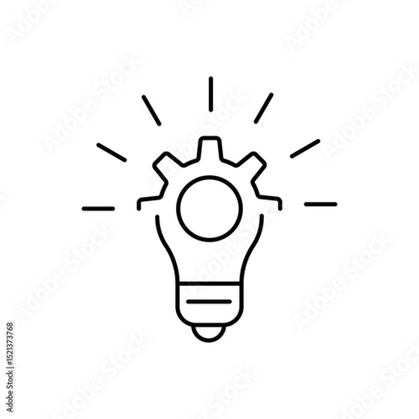 Fototapeta Innovation line icon. Simple element illustration with lightbulb and cogwheel