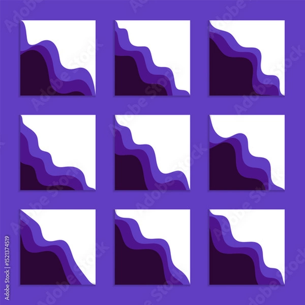 Fototapeta Set of Blue Dynamic Wave Business Corner Header Footer Shape Vector Assets for Flyer, Banner, Poster, Etc. Corner Frame Shape
