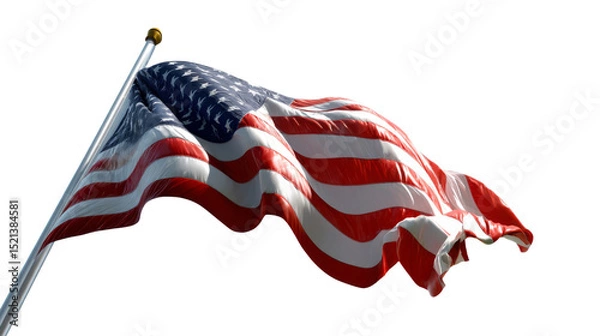 Obraz Waving american flag outdoor setting photograph clear sky close-up view national symbolism