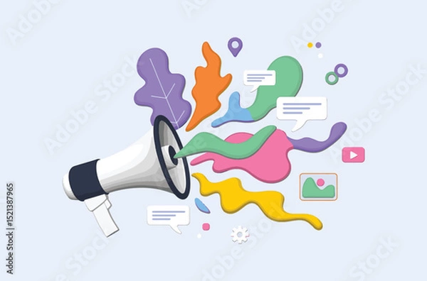 Fototapeta  Internet marketing, social media, SEO, advertising, e-commerce, apps Vector