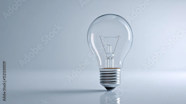 Fototapeta 白背景の電球と反射