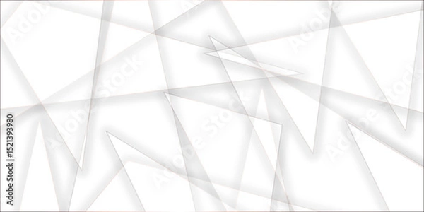 Obraz Abstract white background design with layers of textured white transparent material in triangle and squares shapes. White color technology concept geometric line vector white light grey background.	
