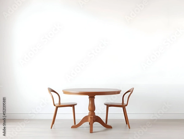 Fototapeta Elegant room interior design, interior design with wooden chairs and a small table, minimal interior design.