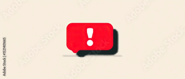 Fototapeta Red alert icon with exclamation mark in minimal flat style popup spam alert design