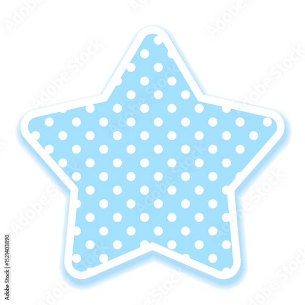Obraz かわいい水色の水玉模様の星型フレーム