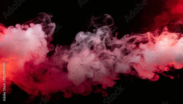 Fototapeta Red steam texture on black background with smoky vapor effect for dramatic and mysterious design
