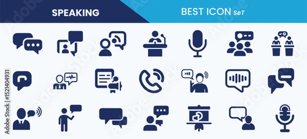 Obraz Best Speaking Icon Set Collection. Chat, Advice, Discussion, Opinion, Debate, Talking and Vector Illustrations.