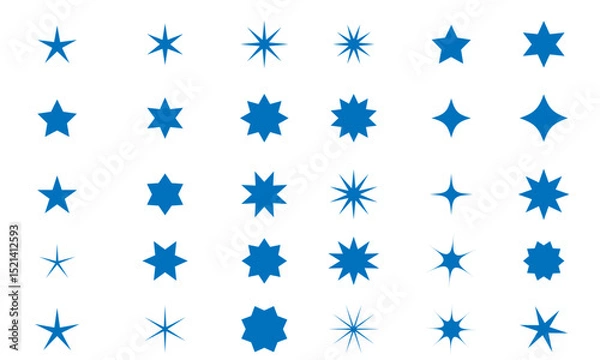 Obraz 星やキラキラにクロスハッチのアイコンセット