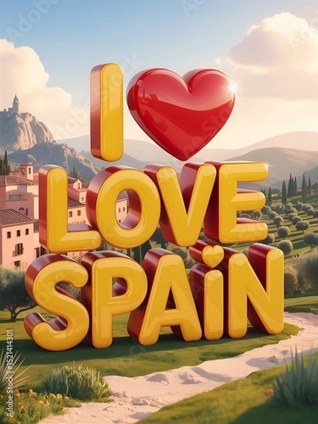 Obraz 3D I love Spain text