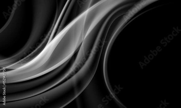 Obraz Abstract grey tone wave curve glossy on black background vector