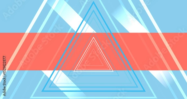 Fototapeta Triangular business and finance technology corporate meeting presentation asset. Geometric lines moving stylishly designed visual treat. Focus attention grabbing minimal stripes and shape backdrop.