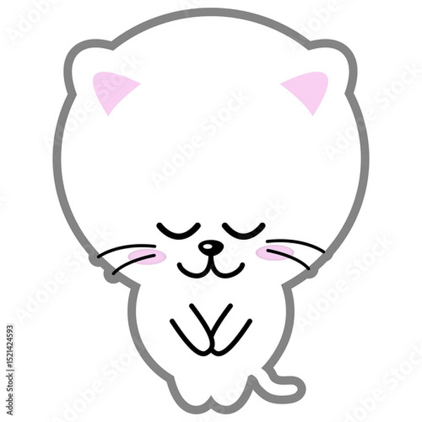 Fototapeta お辞儀をするネコ（白猫Bパターン）