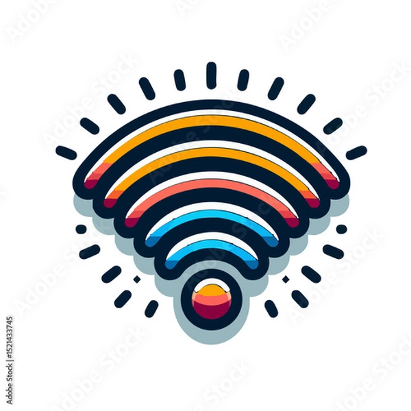Fototapeta Wi-Fi signal icon in colorful flat design style 