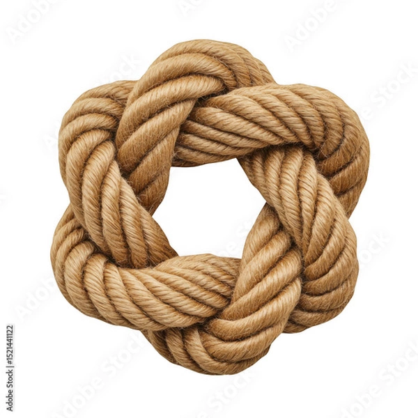Fototapeta Star shaped rope knot isolated on transparent background