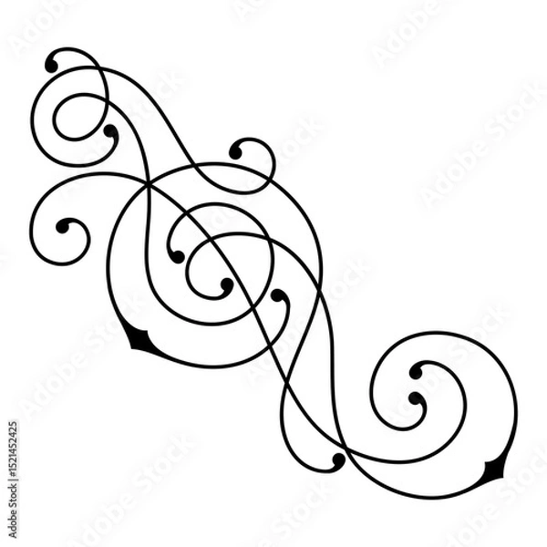 Obraz Line curl element. Modern decorative linear vignette.