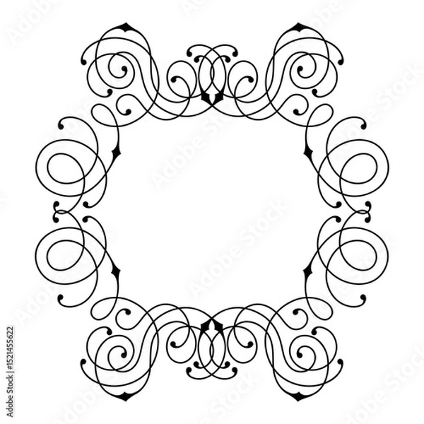 Obraz Line curl frame. Modern decorative linear background.