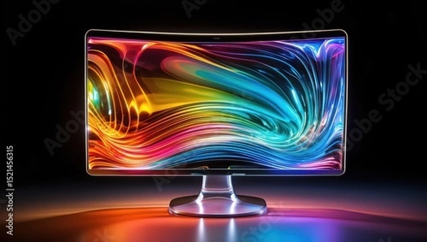 Fototapeta retro vintage objects in iridescent colorful style over black background, graphic elegance of iridescence effect