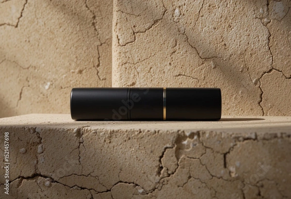 Fototapeta Elegant Lipstick on Textured Surface with Warm Natural Lighting