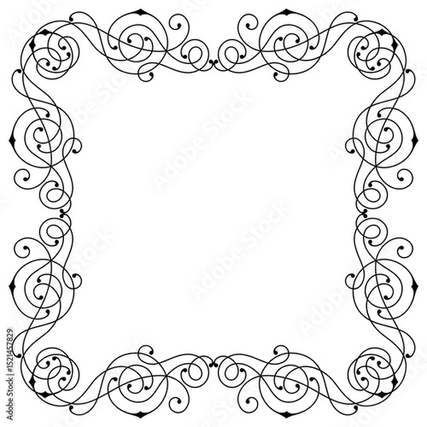 Fototapeta Line curl frame. Modern decorative linear background.