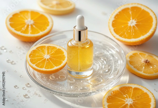 Fototapeta Refreshing Citrus Serum with Fresh Orange Slices and Sparkling Water