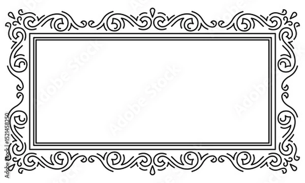 Obraz Line curl frame. Modern decorative linear background.