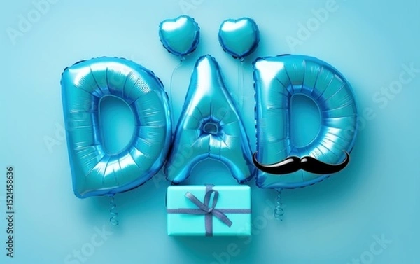 Fototapeta Colorful balloon decorations celebrating Father's Day with gifts and playful designs
