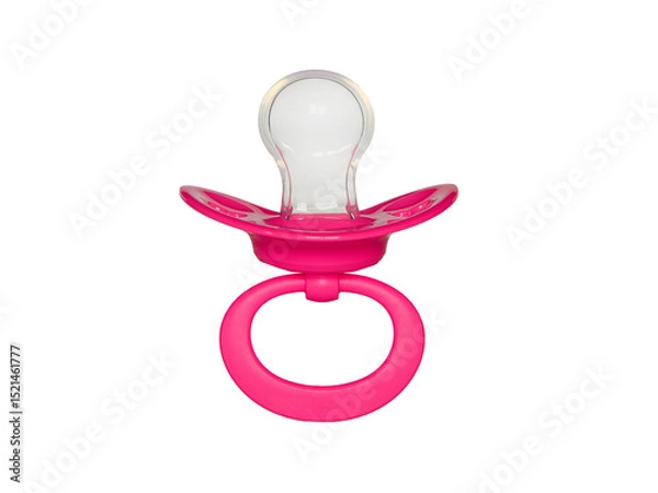 Fototapeta pink pacifier for girl isolated on white background