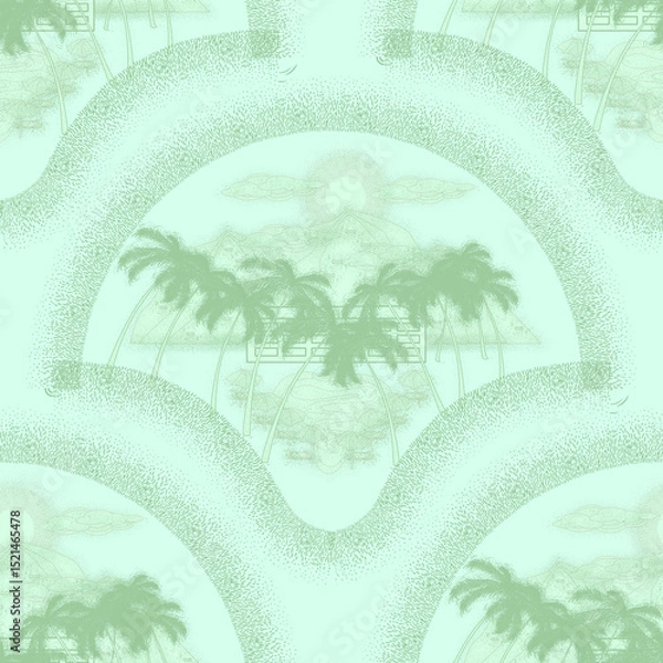 Fototapeta Simple summer pattern, green colors. Seamless floral pattern-737.