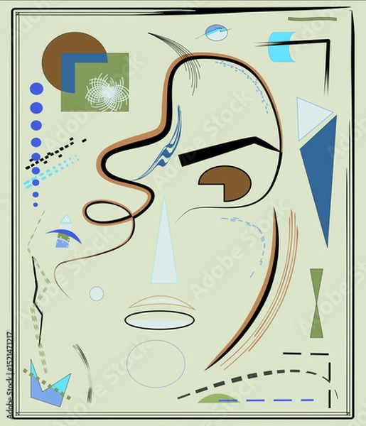 Fototapeta  pale background.abstract face expressionism art style,