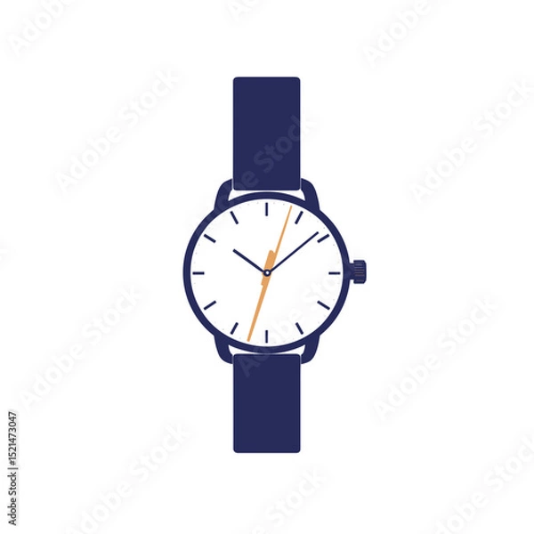 Fototapeta Isolated Blue and White Wristwatch Illustration with Time Displaying on a White Background for a Clean Aesthetic