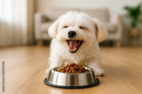 Obraz Happy Dog Enjoying Mealtime