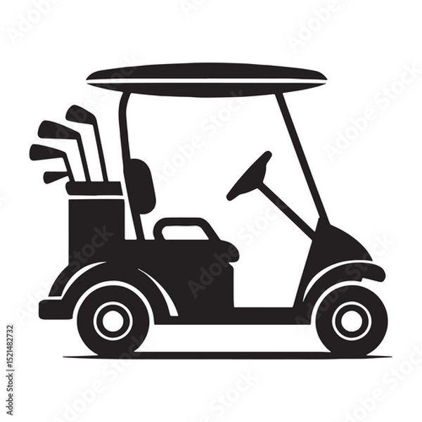 Obraz Lightweight Golf Cart silhouette on the course – Golf Cart illustration – Minimalist Golf Cart vector – Vehicle silhouette

