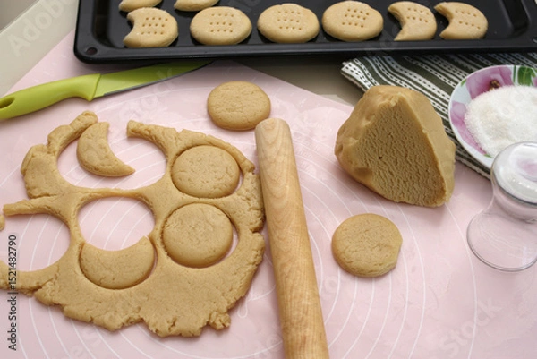 Obraz Making cookies using molds. Homemade baked goods.