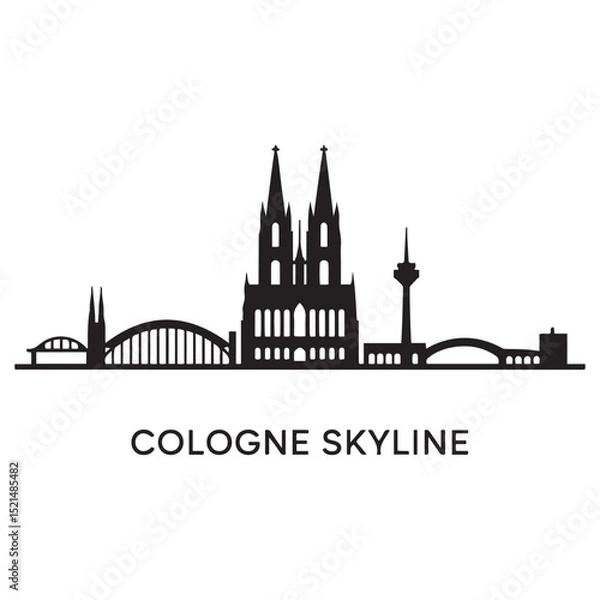 Obraz Cologne skyline horizontal banner. Cologne, Germany. Vector template for your design. Vector black silhouette. with white background