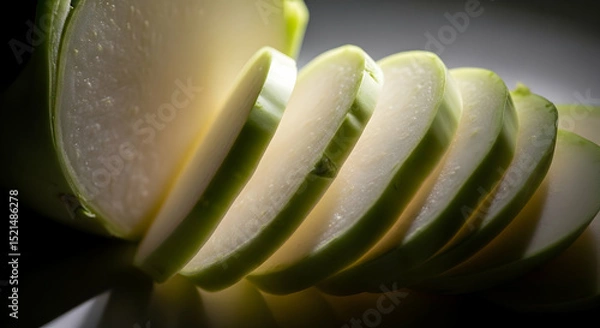 Fototapeta Radiant Turnip Slices In Subtle Shadows Showcasing The Vegetable's Translucent Quality