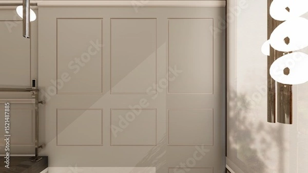 Fototapeta Wall panel detailing close up in soft neutral tones