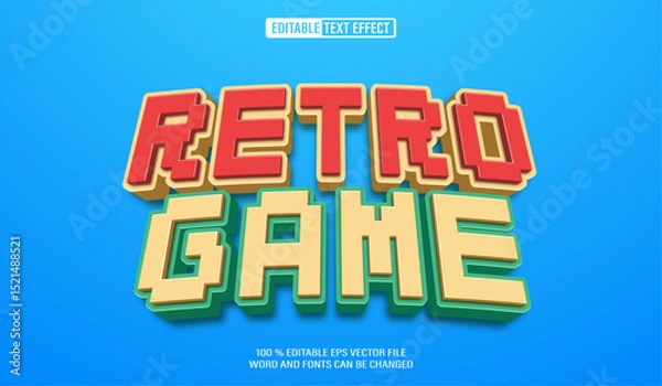 Obraz Editable 3d text style effect - Retro Game Pixel text effect Template