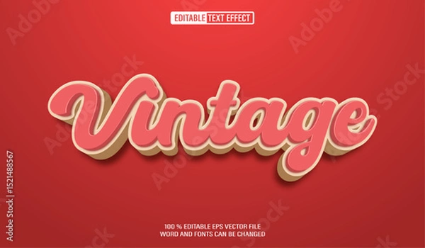Obraz Editable 3d text style effect - Vintage Retro text effect Template