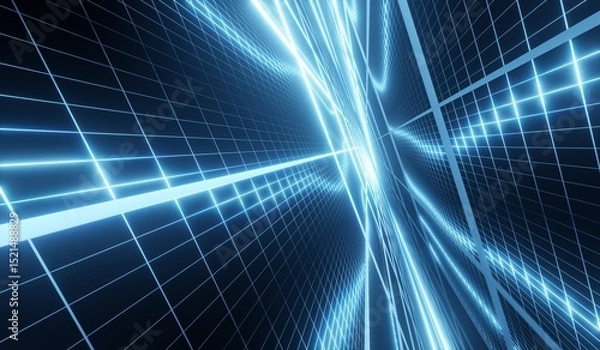 Obraz Abstract background, laser lights, grid lines, technology, neon colors, 3D illustration.