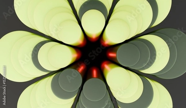Obraz Abstract floral background, circle, dark tone, 3D illustration.