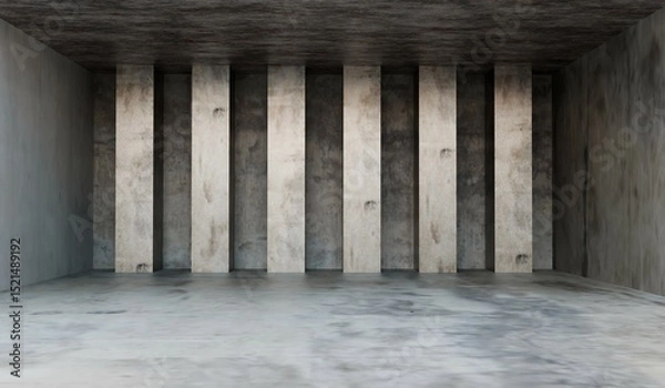 Obraz Cement wall room, industrial background, empty room, 3d illustration
