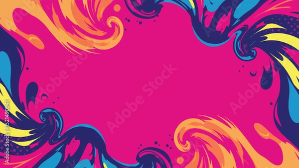 Obraz minimal pop art background with abstract comic energy waves in vibrant solid colors