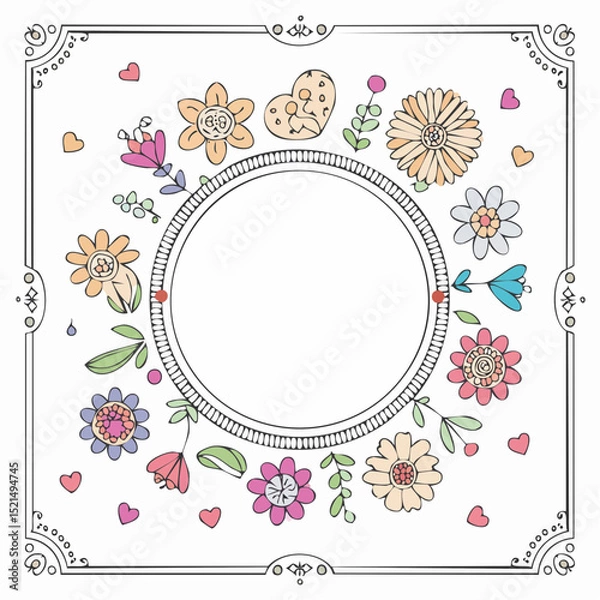 Obraz Vector illustration in simple linear style - design templates - hippie style - frames and prints with copy space for text