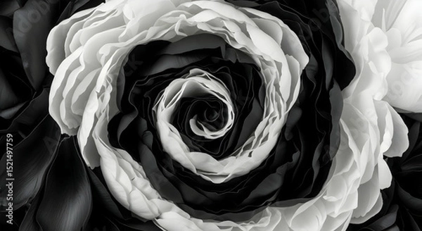 Fototapeta Monochrome Floral: Intricate Layers Of Contrast In Abstract Bloom