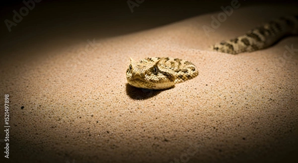 Obraz Horned Viper Concealed Underneath Desert Sand Waiting To Attack Victim