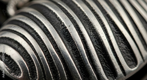 Fototapeta Close-Up Of Abstract Silver And Black Metallic Surface With Ribbed Texture