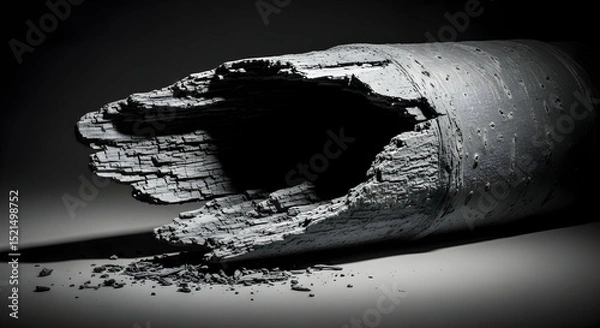 Fototapeta Monochromatic Study of Ethereal Decay Depicting Timeless Nature's Raw Texture