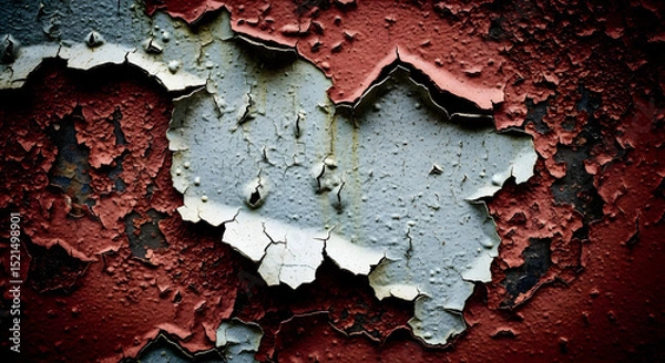 Fototapeta Abstract Image Of Distressed Wall With Fading Paint Layers And Cracked Texture